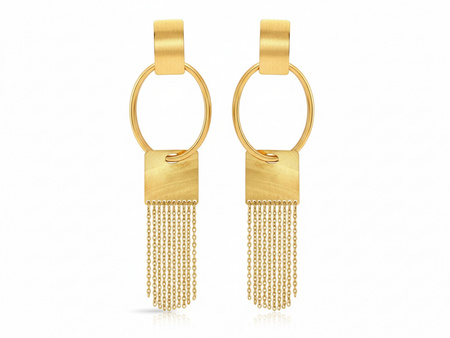 Złote kolczyki duże długie ekskluzywne geometryczne elementy