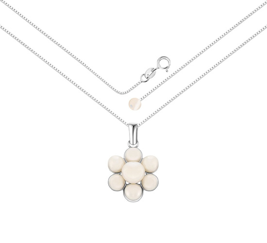 Naszyjnik srebrny 925 z perłami - kwiat