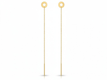 Kolczyki złote przeciągane z kółeczkiem z ringiem