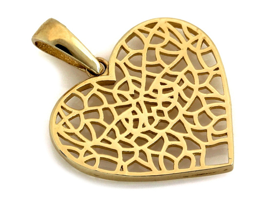 Złota zawieszka ażurowe serce
