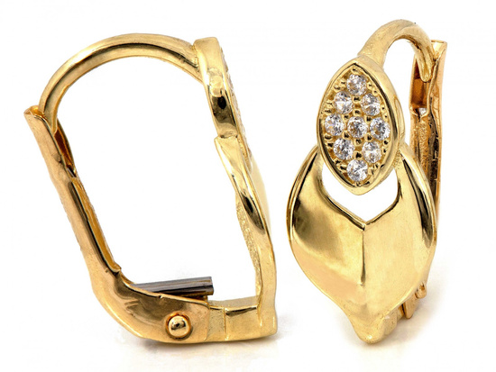 Kolczyki złote angielskie z cyrkoniami