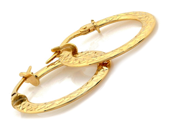 Kolczyki złote koła jednostronnie frezowane 21mm