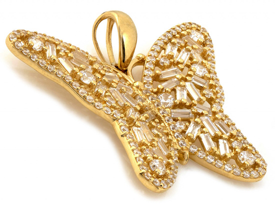 Duży złoty motyl z cyrkoniami zawieszka wisiorek