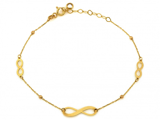 Bransoletka złota z kuleczkami i nieskończonością