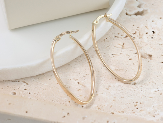 Kolczyki złote długie owalne sztywne