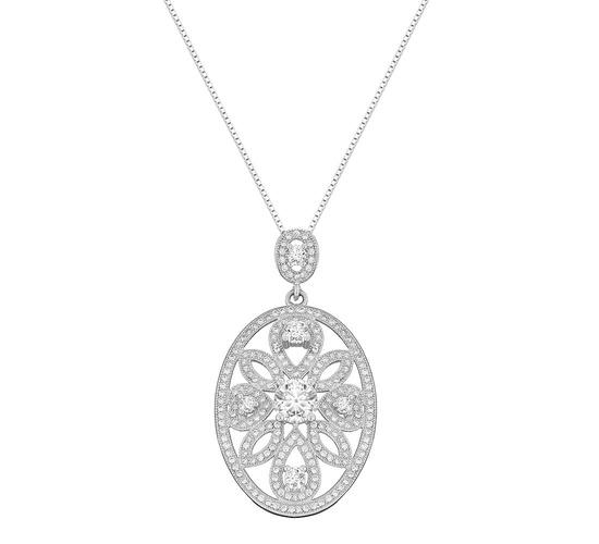 Naszyjnik srebrny 925 z diamentowymi cyrkoniami - fantazyjny