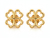 Kolczyki złote koniczynki na sztyfcie