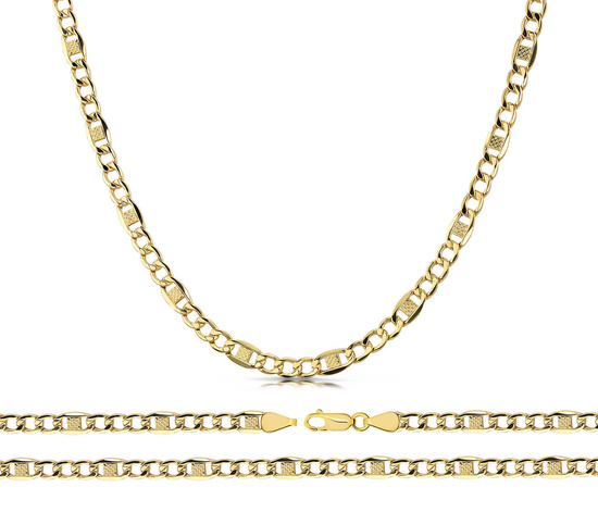 Złoty łańcuszek 585 Figaro z blaszkami 