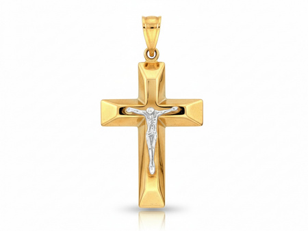Dwukolorowy złoty krzyżyk z Jezusem
