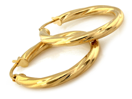 Kolczyki złote koła skręcone 26mm