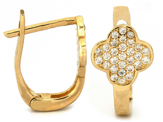 Kolczyki złote angielskie subtelne z cyrkoniami