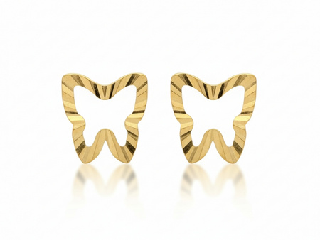 Kolczyki złote motylki kontur na sztyfcie