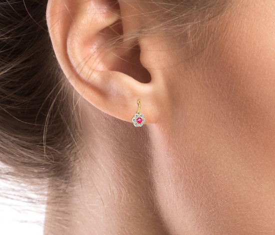 Złote kolczyki 333 dla dziewczynki - kwiatki