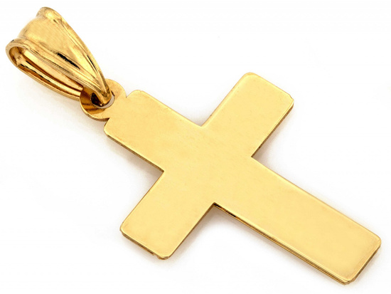 Złota zawieszka krzyżyk na łańcuszek frezowany