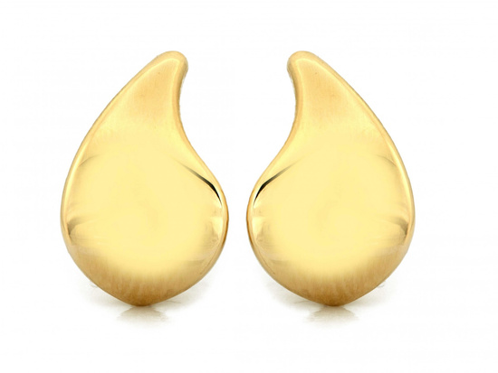 Kolczyki złote gładka błyszcząca kropla zapięcie angielskie wygodne bezpieczne