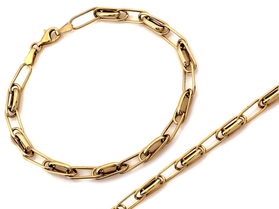 Modna złota bransoletka z dużych owalnych ogniw