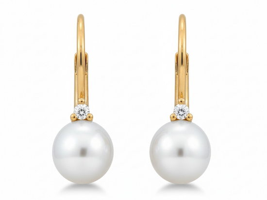 Kolczyki złote angielskie z perłą
