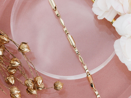 Bransoletka złota z dmuchanych tłoczonych elementów