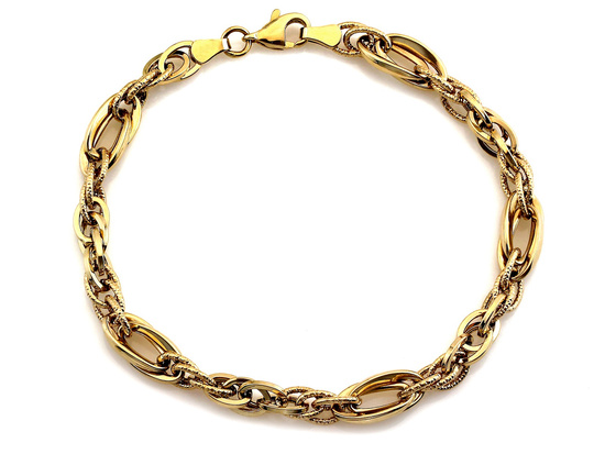 Złota bransoletka przeplatane duże ogniwa modna gruba