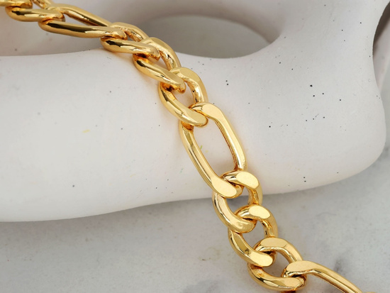 Złota bransoletka gruba męska figaro