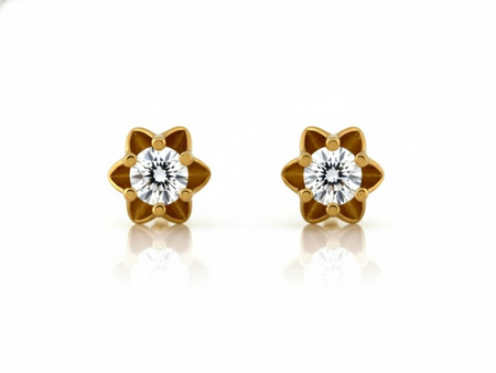 Kolczyki złote z cyrkonią na sztyfcie