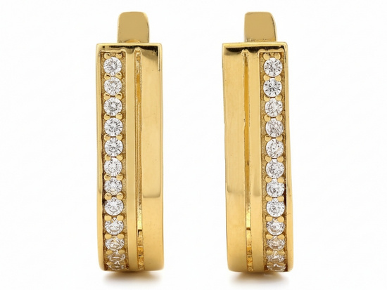 Kolczyki złote angielskie z cyrkoniami