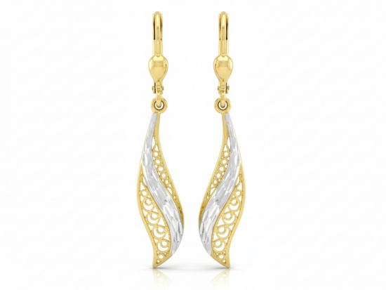 Ażurowe damskie kolczyki złote