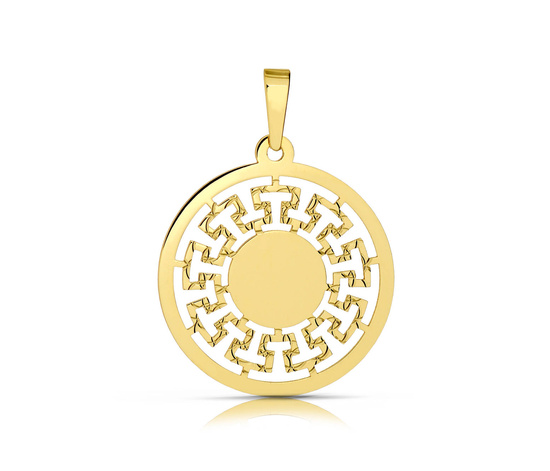 Złota zawieszka 585 - koło, grecka
