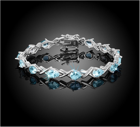 Bransoletka srebrna 925 z 14 naturalnymi południowoamerykańskimi  topazami