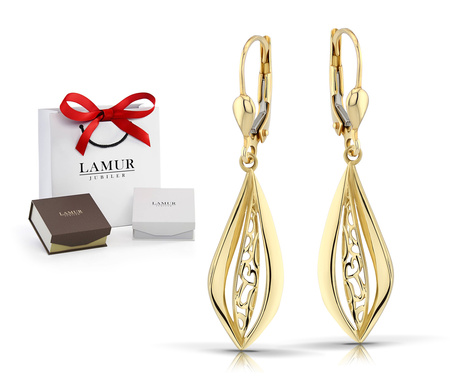 Złote kolczyki 375 ażurowe  - wiszące