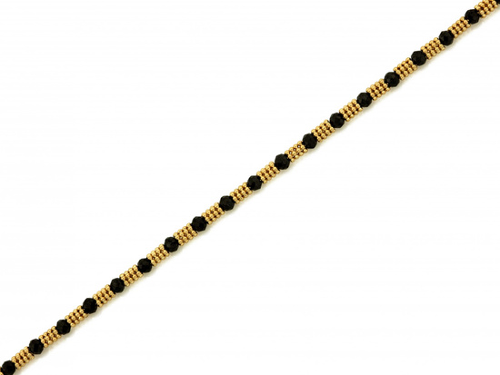 Bransoletka złota elementowa z czarnymi cyrkoniami z kulkami