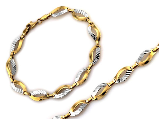 Bransoletka złota z dwukolorowych elementów