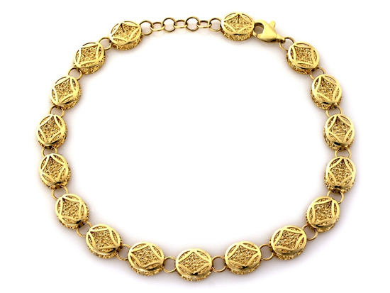 Bransoletka złota z ażurowych przestrzennych kółek