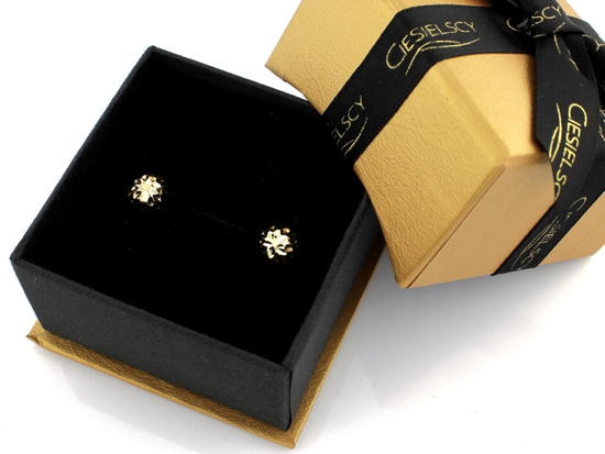 Diamentowane kolczyki złote półkule