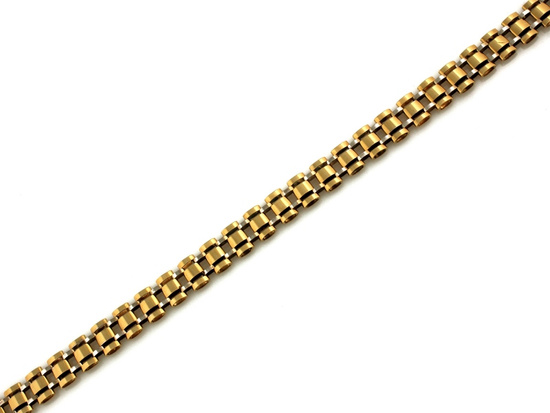 Złota bransoletka z ruchomych elementów dwa kolory złota