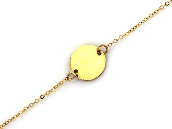 Złota bransoletka celebrytka kółko z niebieską cyrkonią