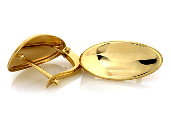 Kolczyki złote gładkie owalne angielskie zapięcie