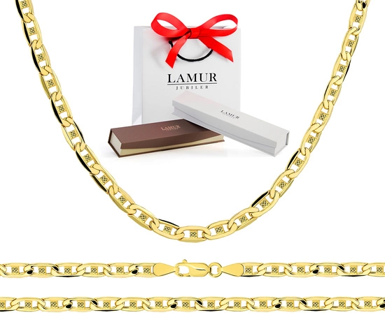 Złoty łańcuszek 585 Gucci Marina z blaszkami - 50 cm