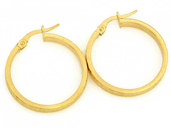 Złote kolczyki diamentowane szerokie kółka 25mm