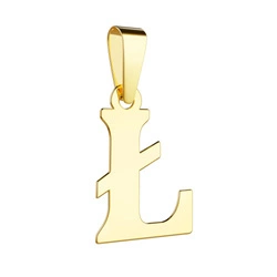 Złota literka Ł - zawieszka 585