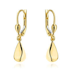 Złote kolczyki 585 klasyczne - wiszące geometryczne łezki, krople