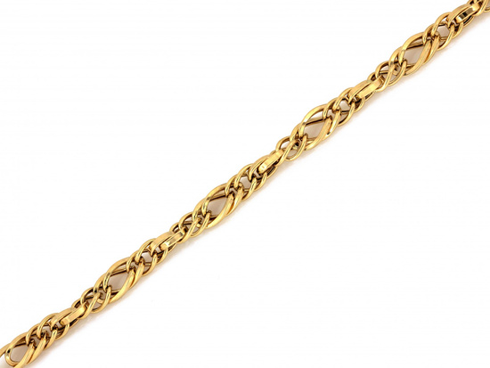 Złota bransoletka gruba z przeplatanych ogniw