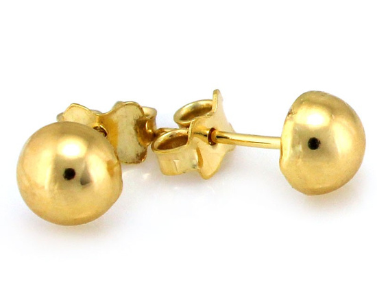 Kolczyki kuleczki złote na sztyft 6mm