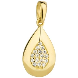 Złota zawieszka 585 - łezka z cyrkoniami 