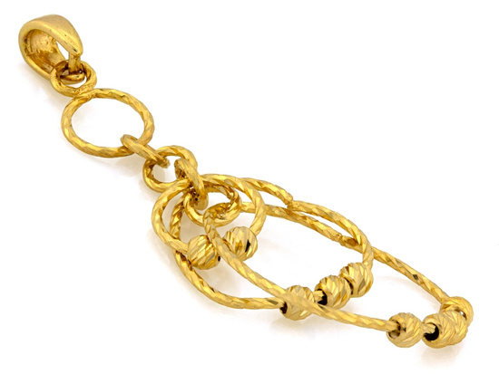 Zawieszka złota długa z przeplatanych serc