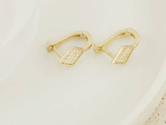 Kolczyki złote angielskie delikatne z cyrkoniami