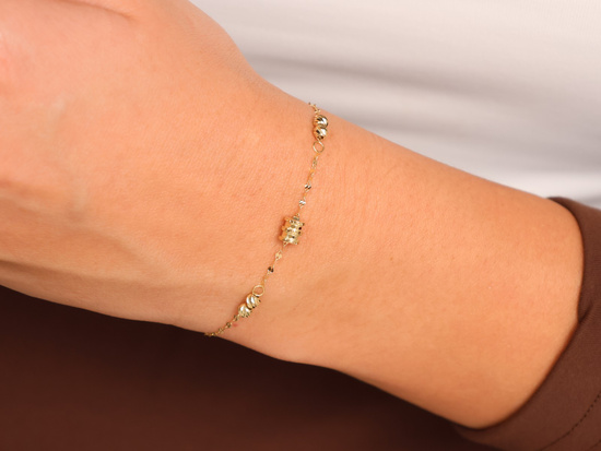 Bransoletka złota łańcuszkowa z kulkami
