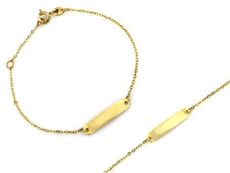 Bransoletka złota dla dziecka z blaszką pod grawer