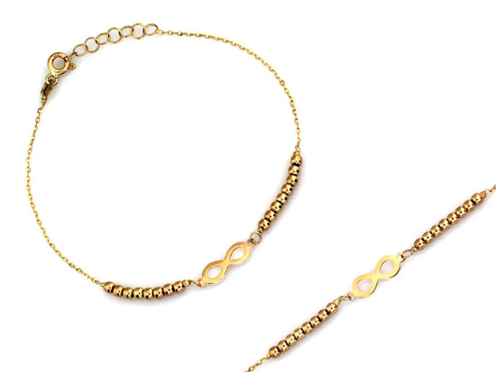 Bransoletka złota z kulkami i nieskończonością
