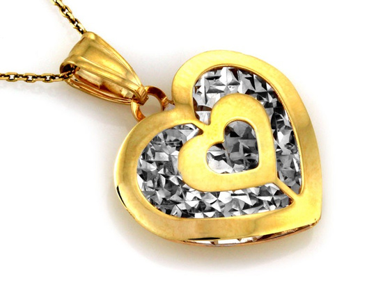 Złoty wisiorek efektowne serce dla zakochanych